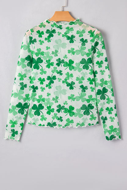 St. Patrick's Day Shamrock Mesh Lettuce Trim Top