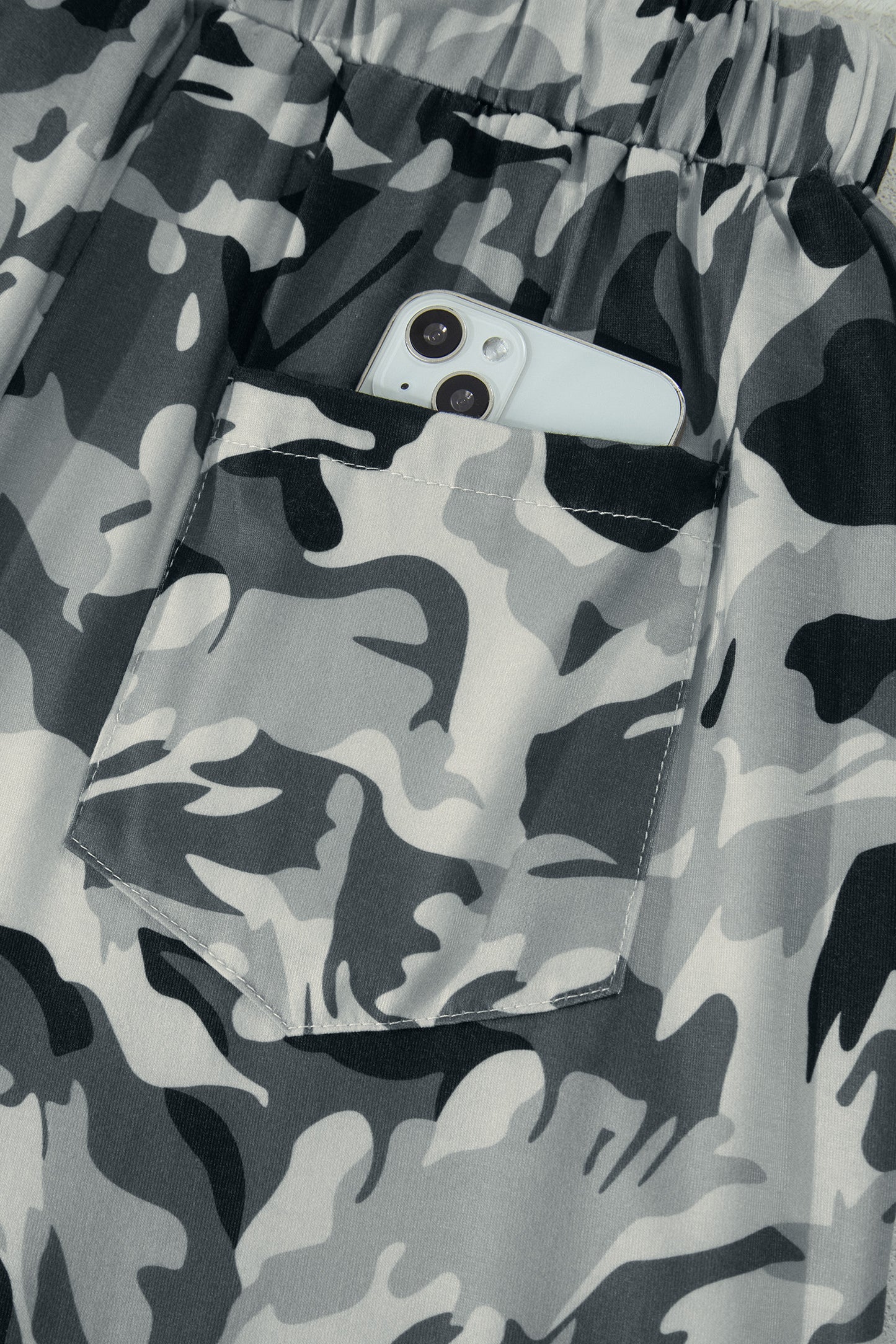 Green Western Camouflage Print Drawstring Casual Pants