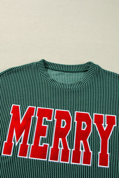 Evergreen Corded MERRY Graphic Long Sleeve Lounge Set