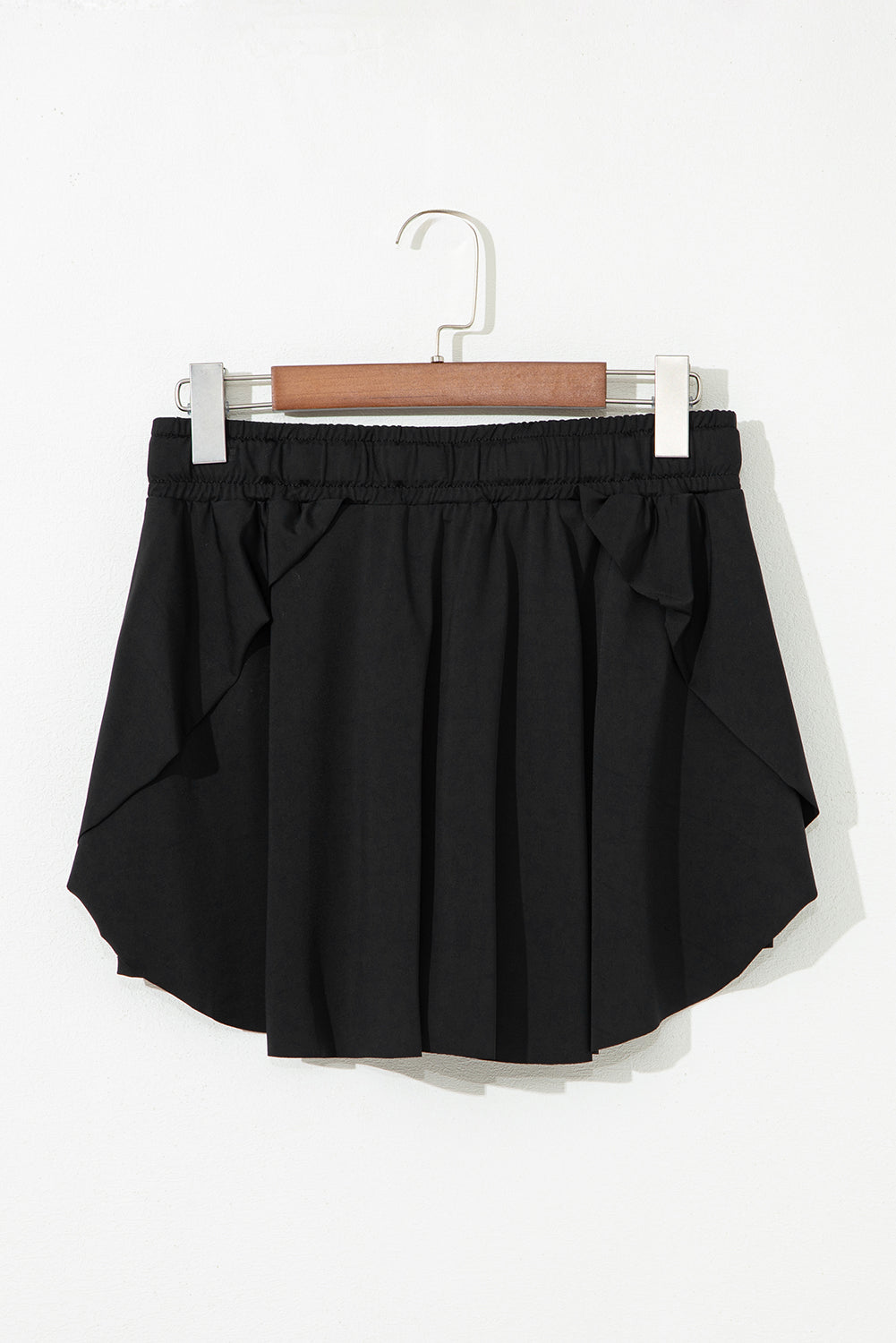 Black High Waist Drawstring Tennis Skort with Lining