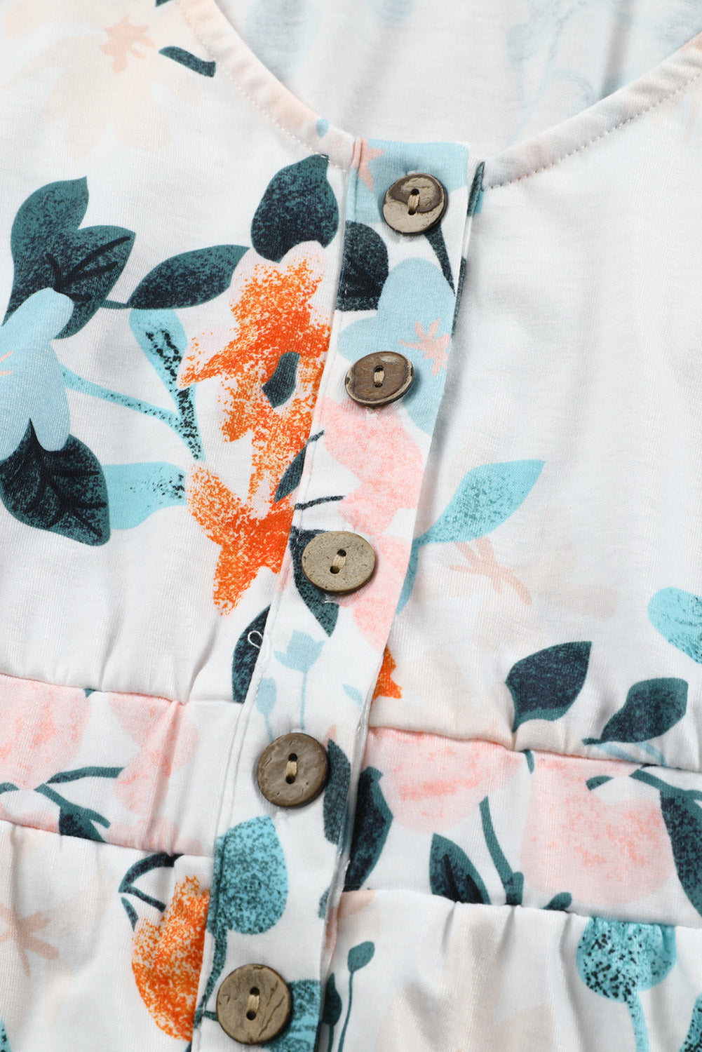 Easter Floral Sleeveless Button Front High Waist Mini Dress