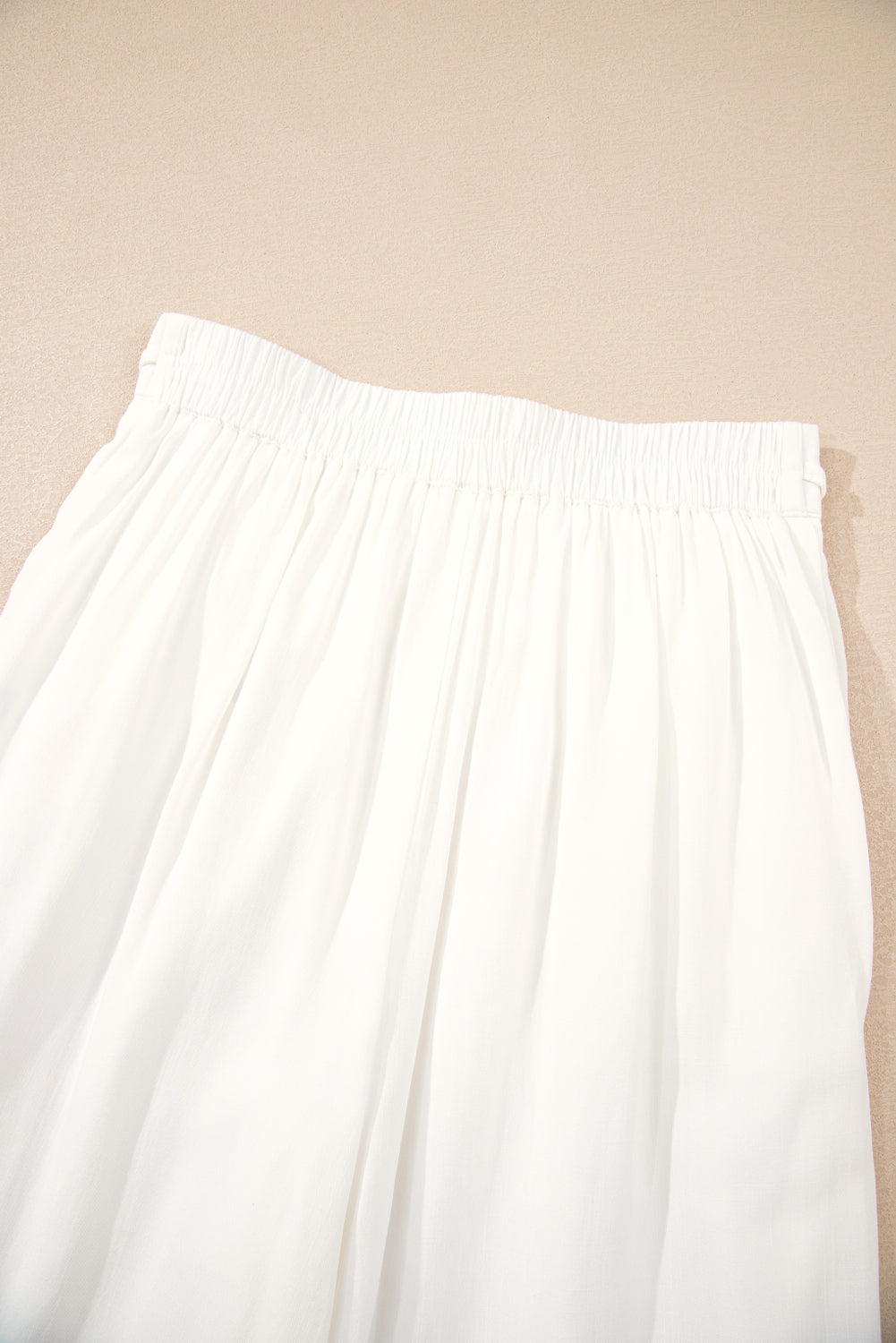 White High Waist Drawstring Wide Leg Palazzo Pants