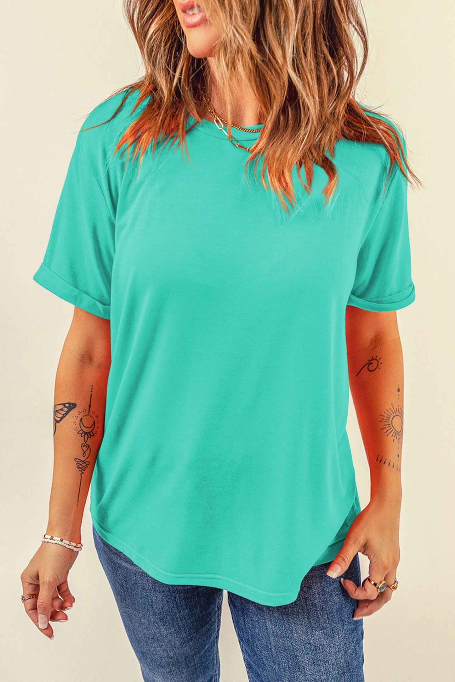 White Casual Crew Neck Short Sleeve Basic Tee