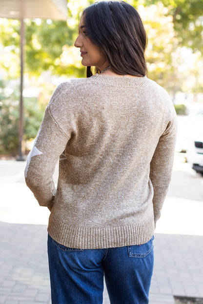 Green Star Pattern Drop Shoulder Sweater