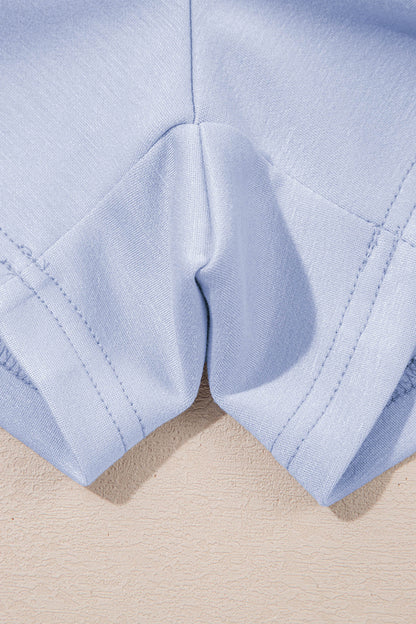 Scalloped Hem Puff Sleeve Lounge Set Casual Two Piece