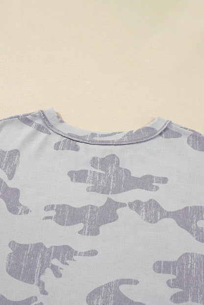 Plus Size Camo Print Round Neck Oversized Sweatshirt