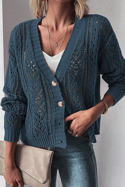 Canton Open Knit Drop Shoulder Sweater Cardigan