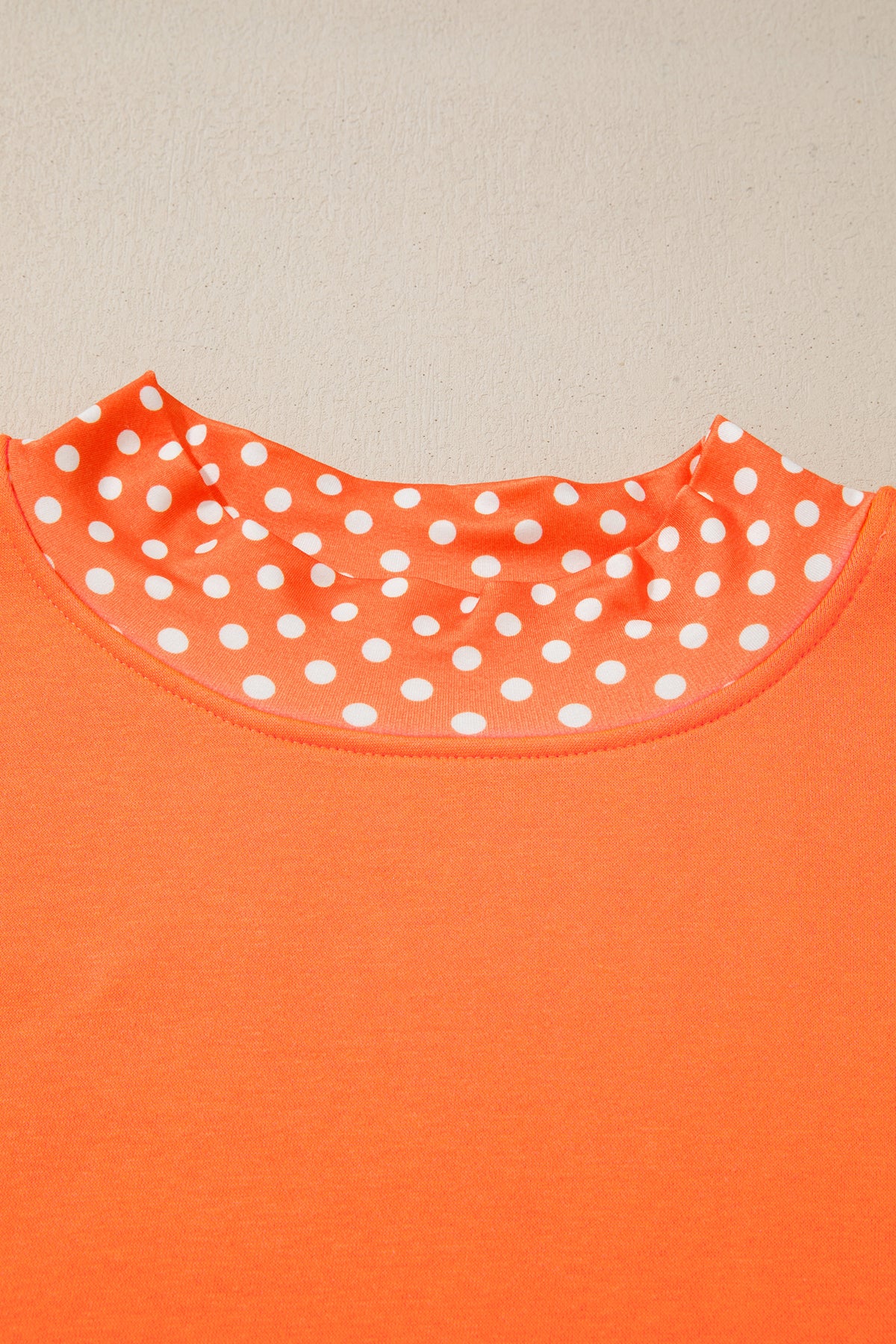 Polka Dot Trim Plus Size Crew Neck Tunic Sweatshirt