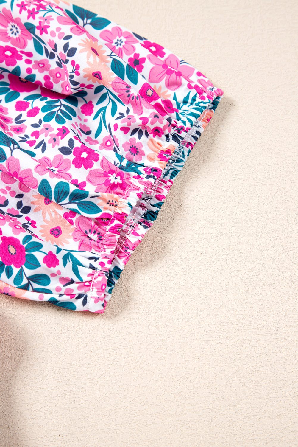 Plus Size Easter Floral Puff Sleeve Button A Line Dress