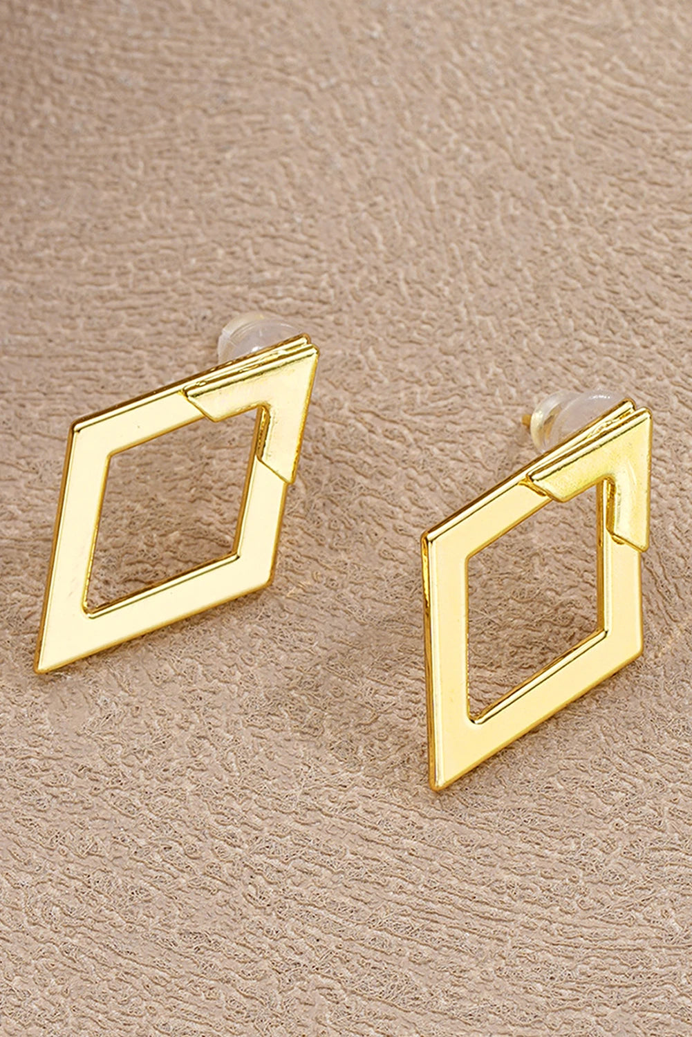 Gold Geometric Diamond Drop Stud Earrings