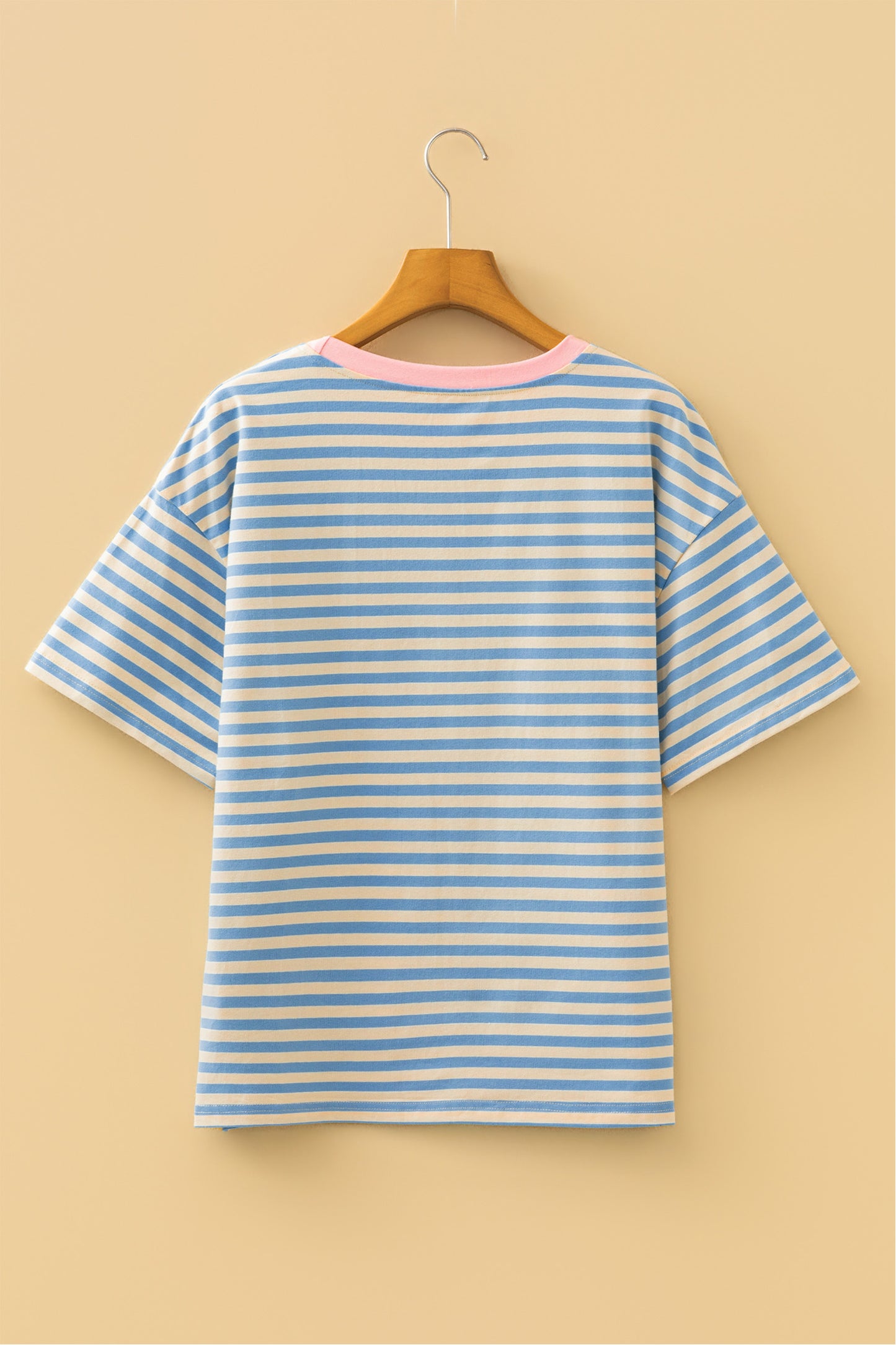 Blue Stripe Hoppy Easter Chenille Patch Graphic Tee