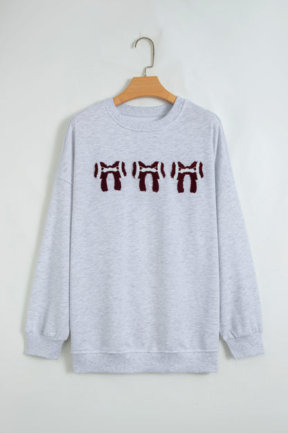 Chenille Bow Embroidered Game Day Oversized Sweatshirt