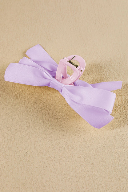 White Elegant Satin Bow Large Hair Claw Clip for Women