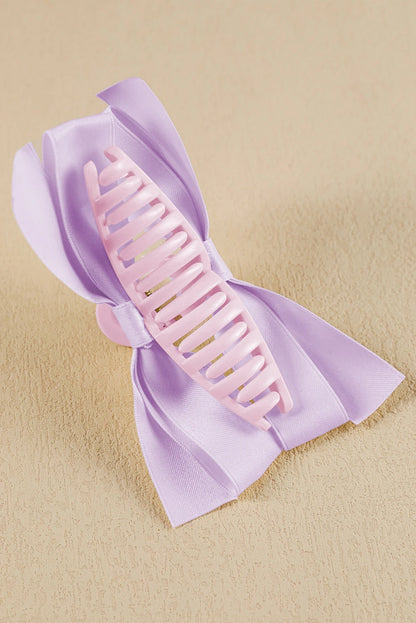 White Elegant Satin Bow Large Hair Claw Clip for Women
