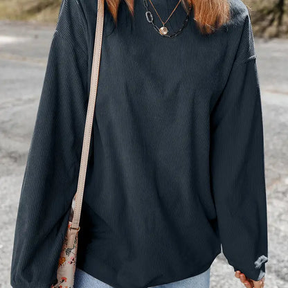 Apricot Washed Corduroy Oversized Long Sleeve Top