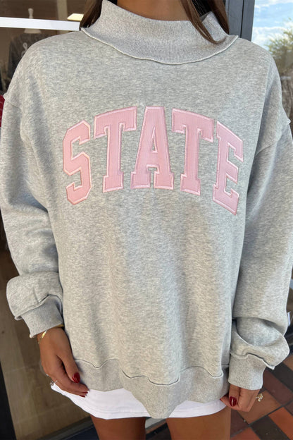 Game Day STATE Embroidered Mock Neck Sweatshirt