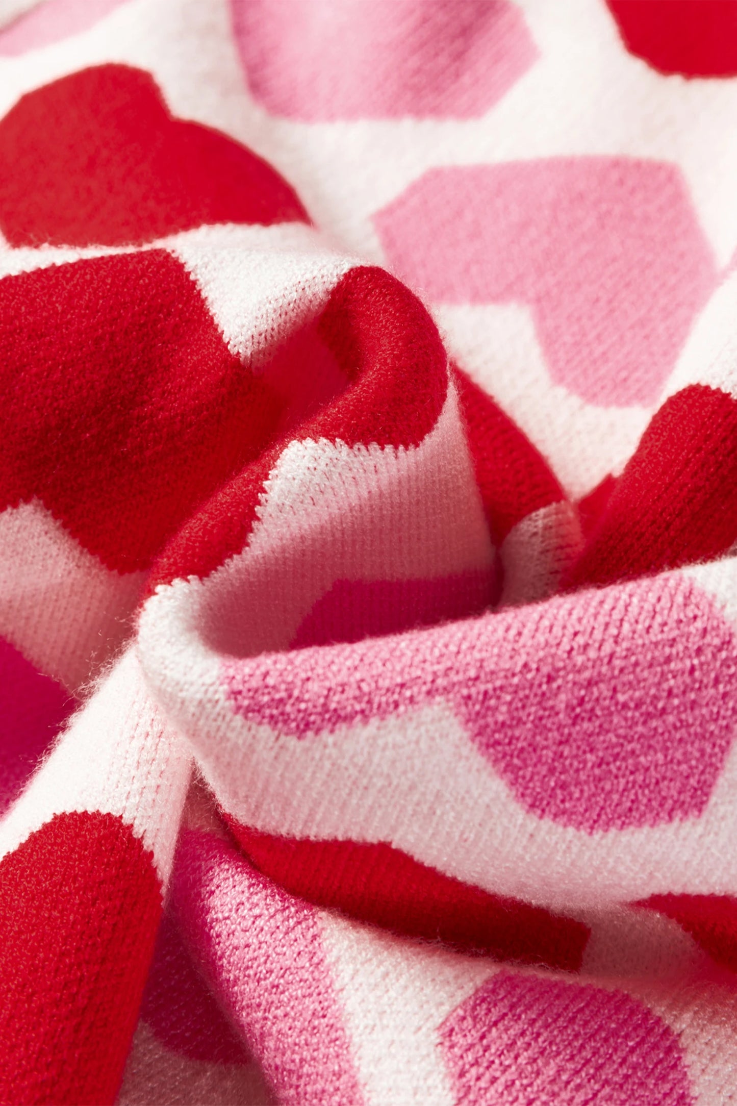 Pink Heart Print Short Sleeve Knit Sweater Valentine Top