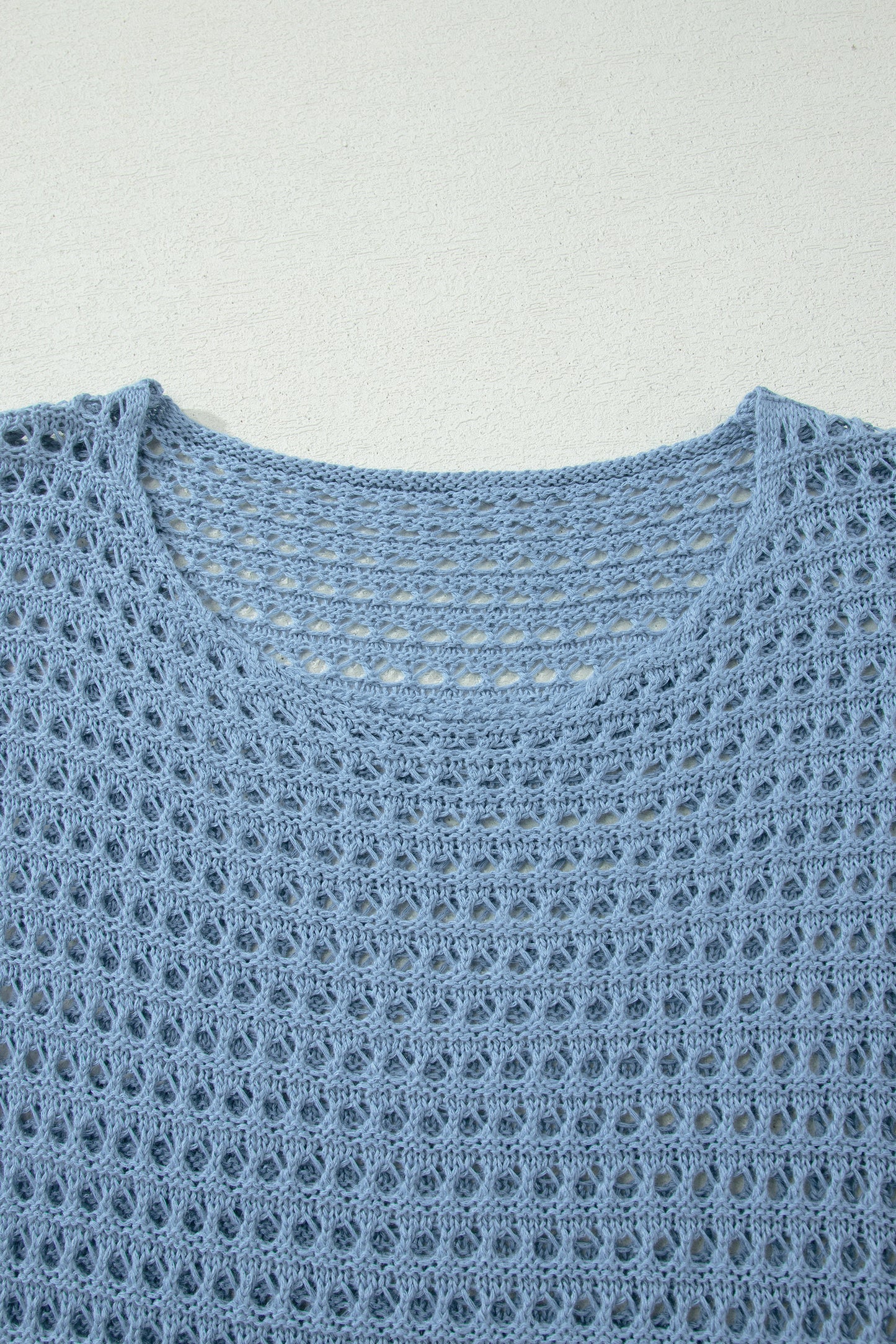 Myosotis Openwork Crochet Knit Round Neck Casual Sweater