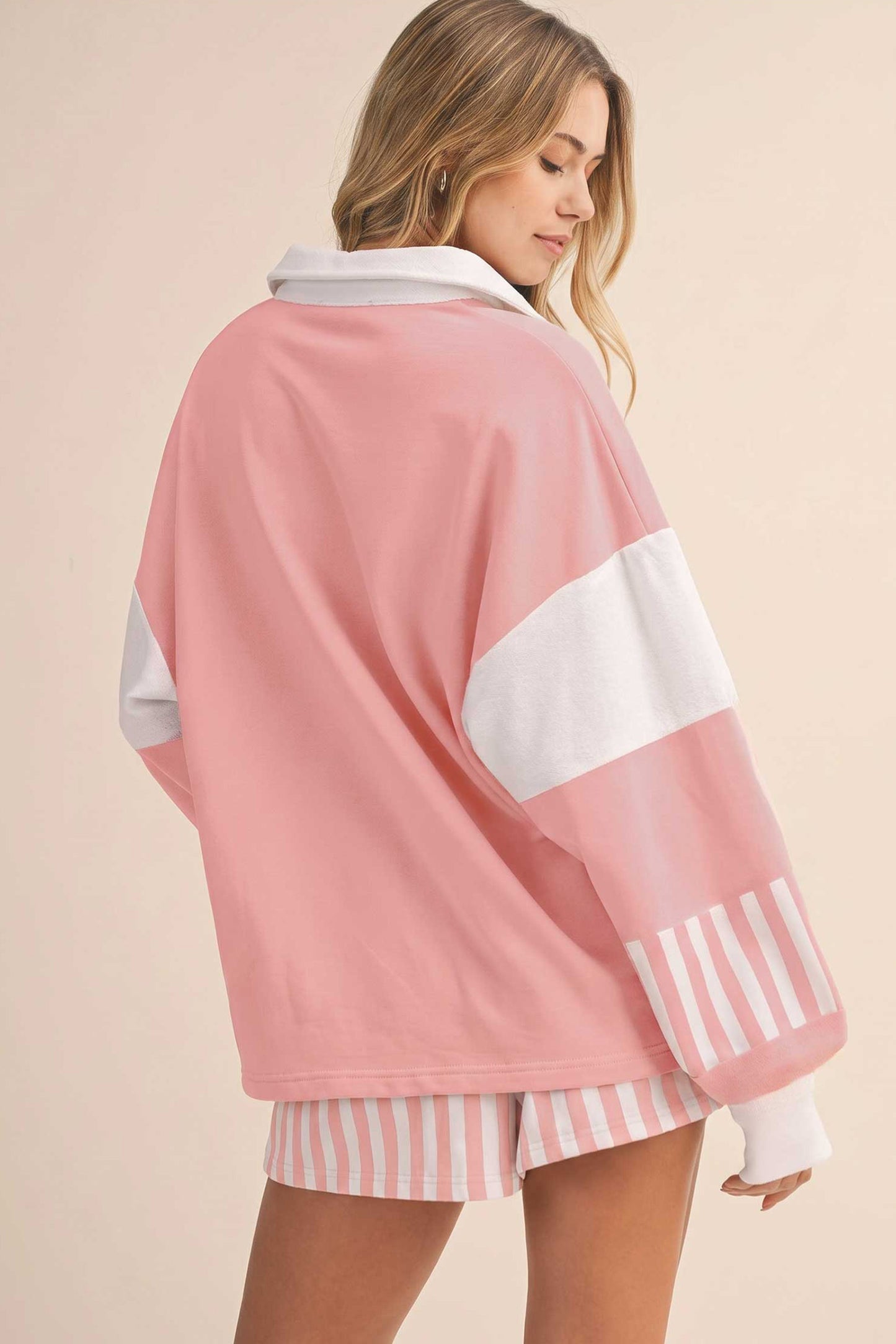 Women's Preppy Striped Color Block Matching Set