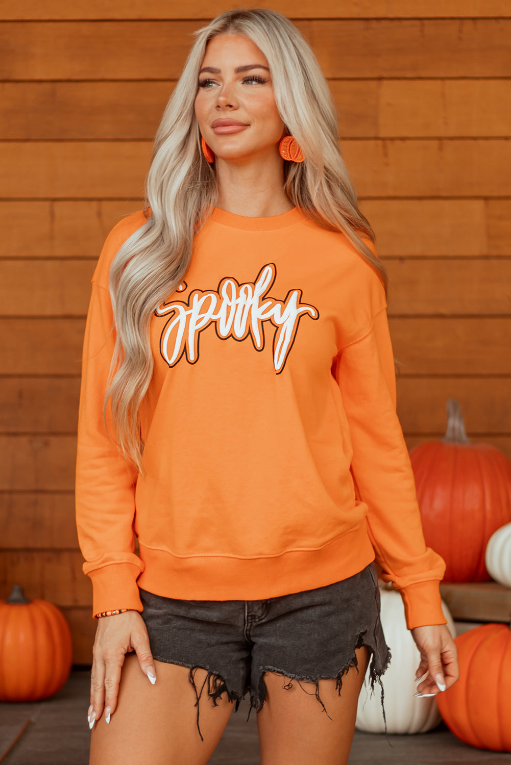 Spooky Graphic Halloween Crew Neck Sweatshirt