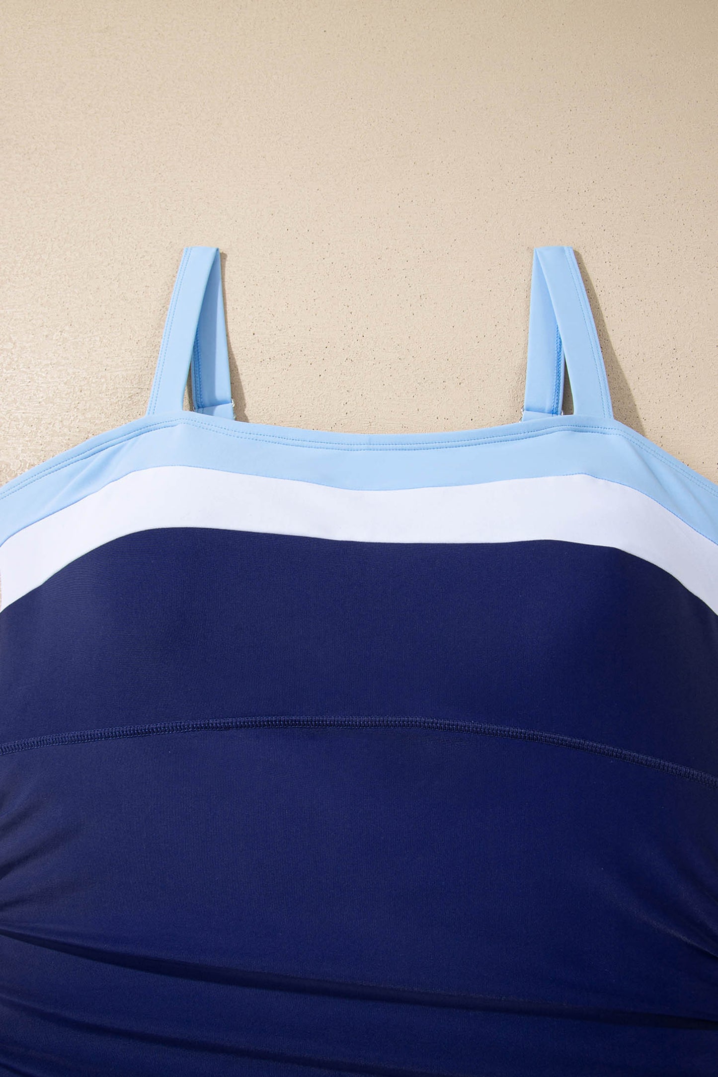 Black Color Block Detail Adjustable Straps One Piece Swimsuit