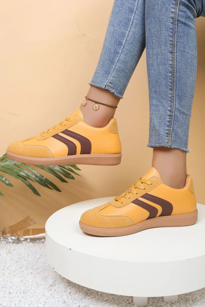 Leopard Print Shimmer Lace Up Sneakers PU Leather Shoes