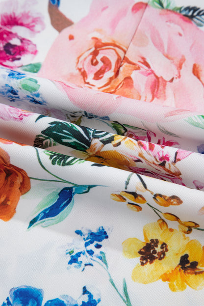 Easter Floral Cap Sleeve Crew Neck Mini Dress