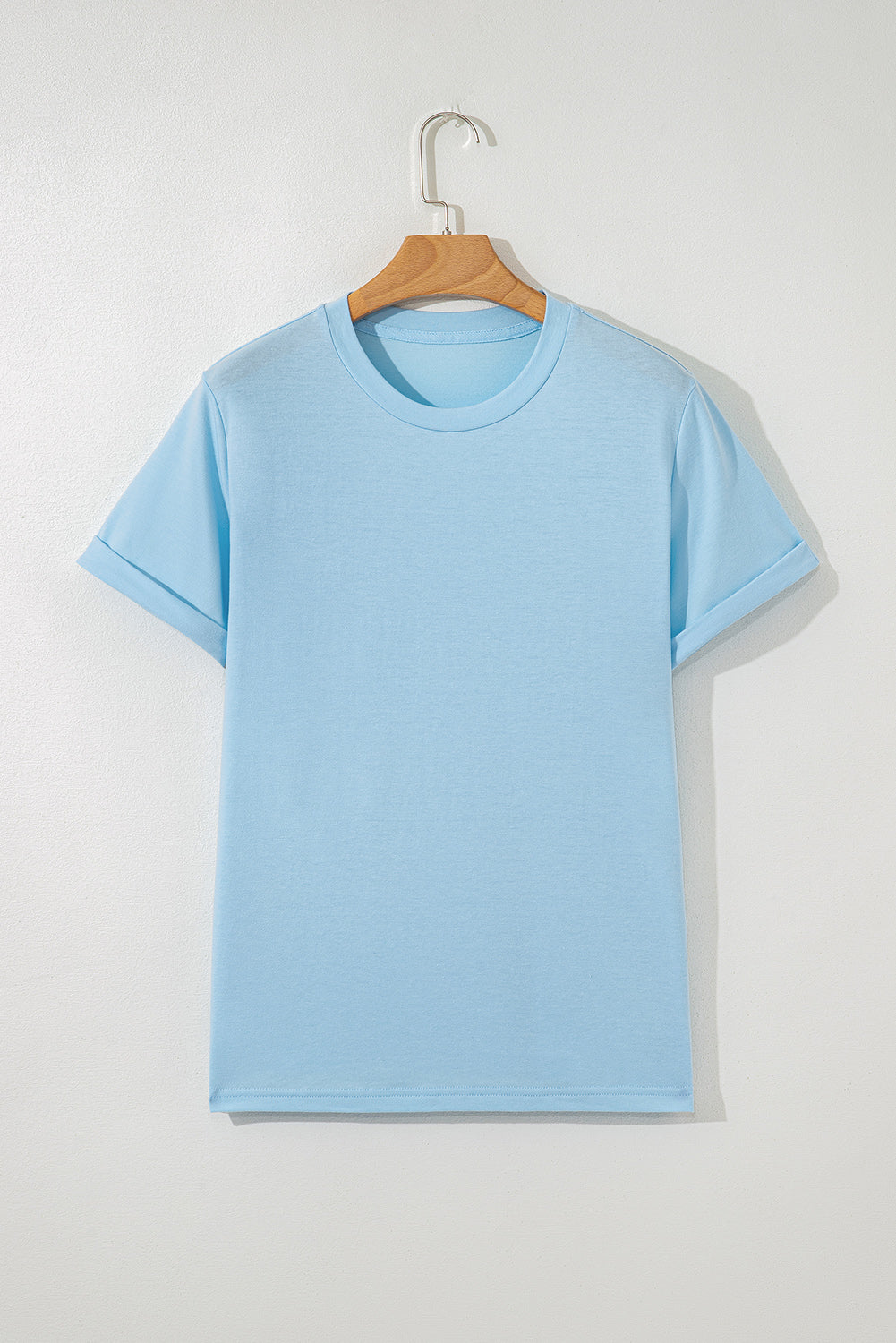 White Casual Crew Neck Short Sleeve Basic Tee