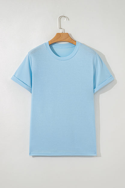 White Casual Crew Neck Short Sleeve Basic Tee