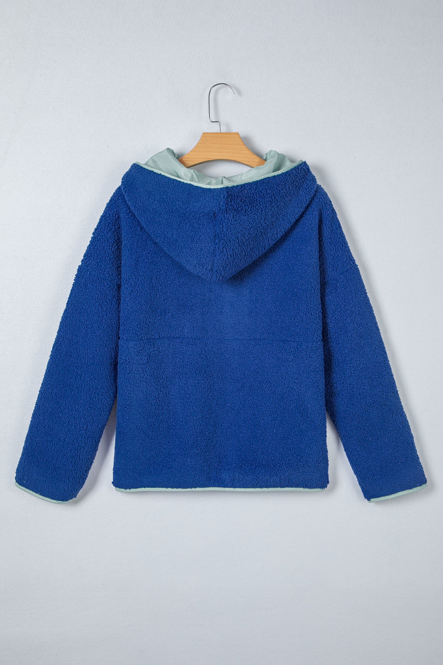 Cozy Sherpa Half Zip Pullover Hoodie with Contrast Trim