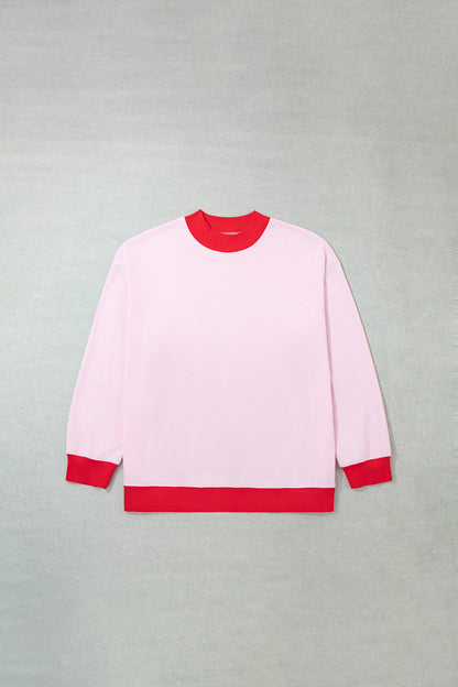 Contrast Trim Relaxed Fit Plus Size Sweatshirt