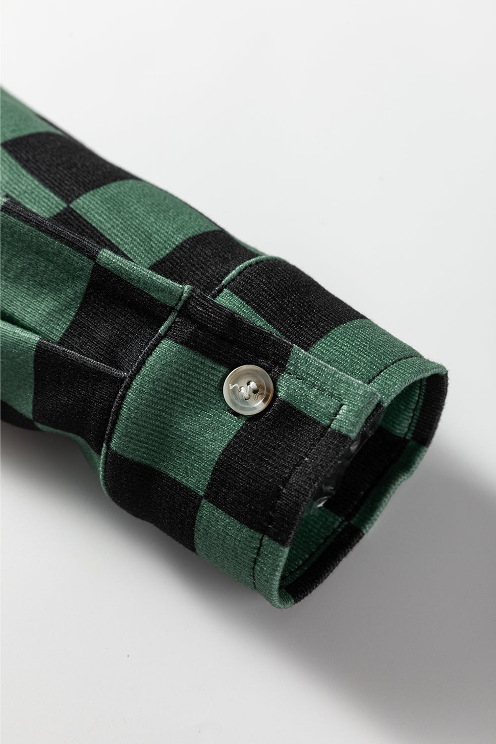 Checkerboard Print Flap Pocket Button Front Shacket