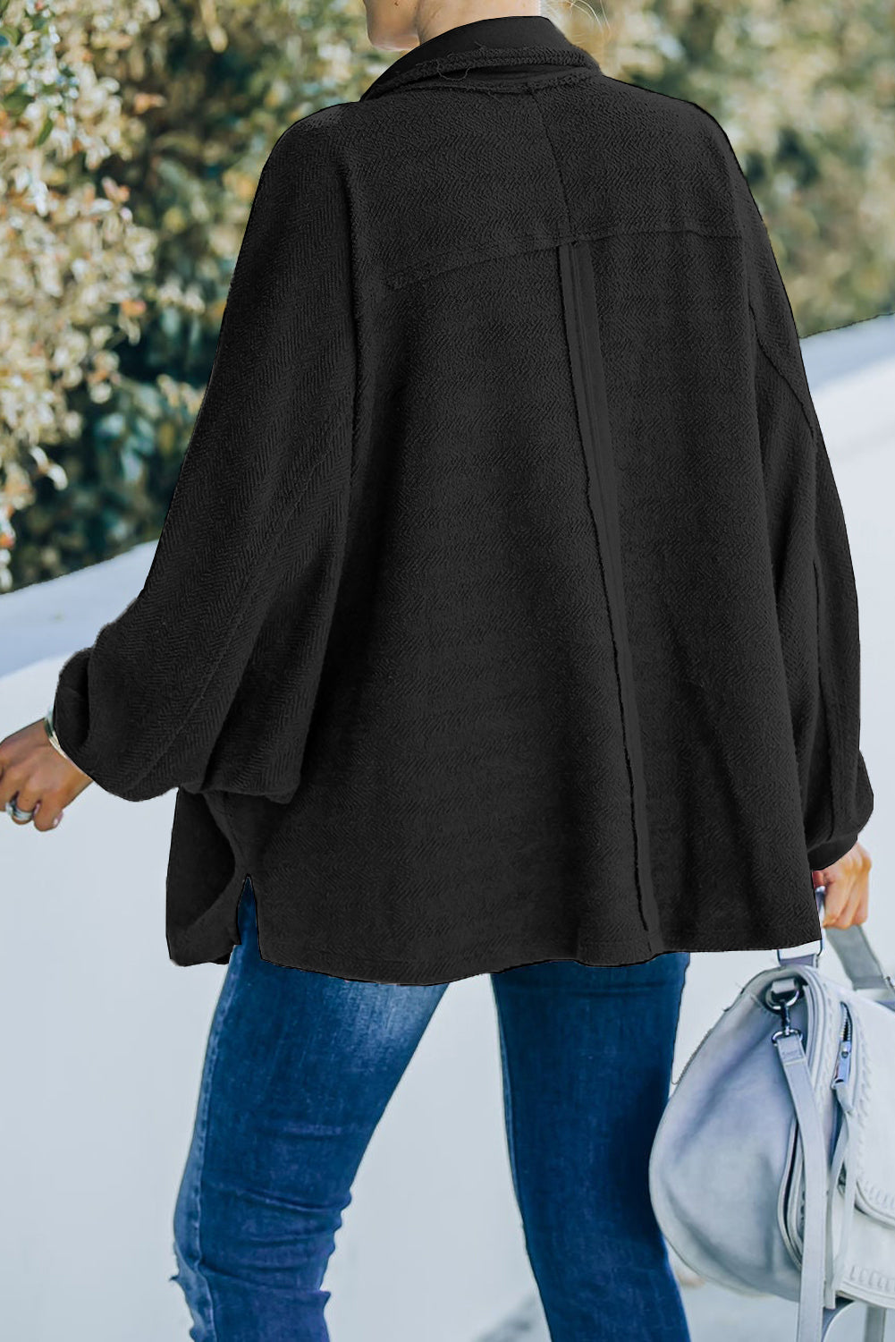 White Plus Size Long Sleeve Flap Pocket Henley Top