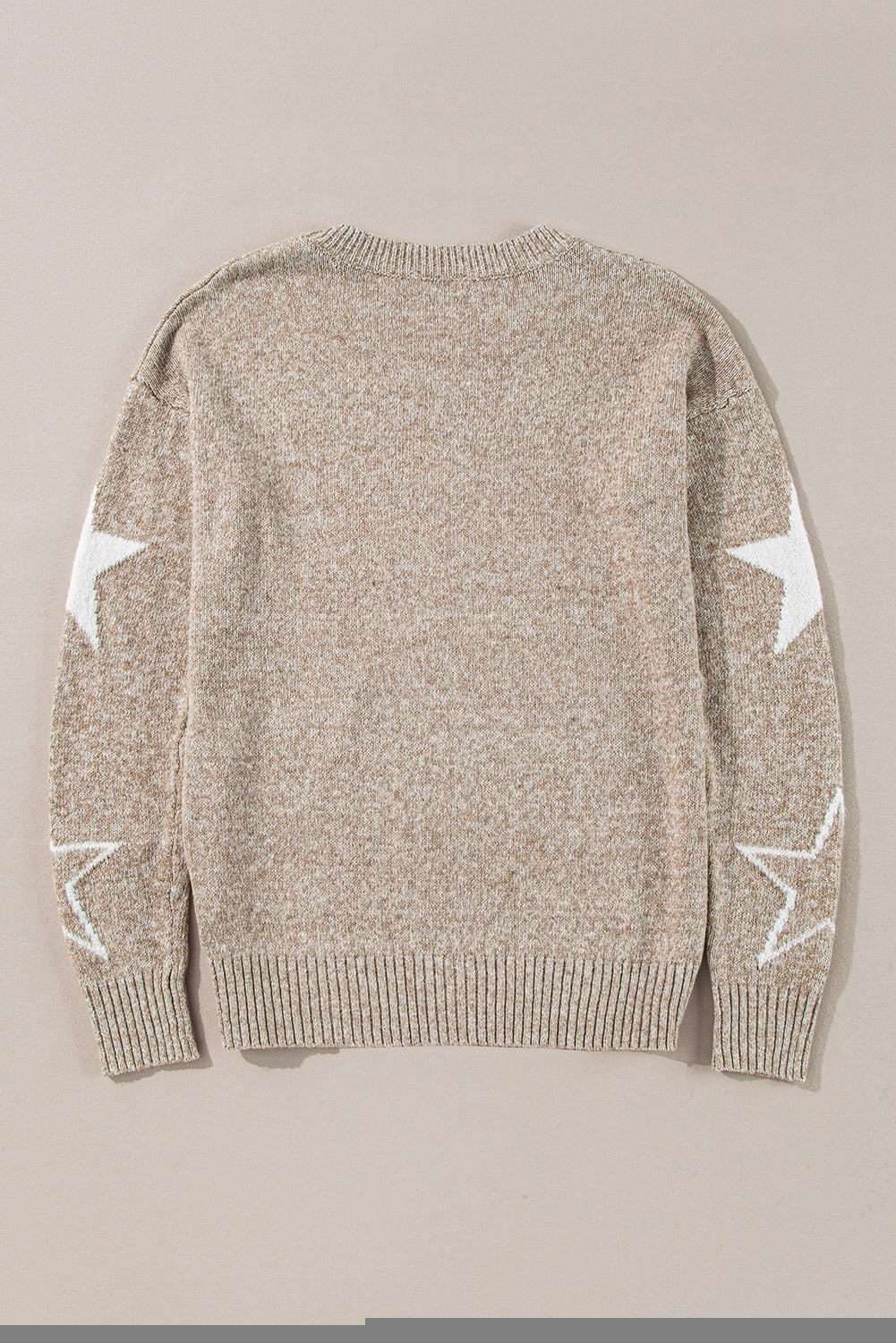 Green Star Pattern Drop Shoulder Sweater