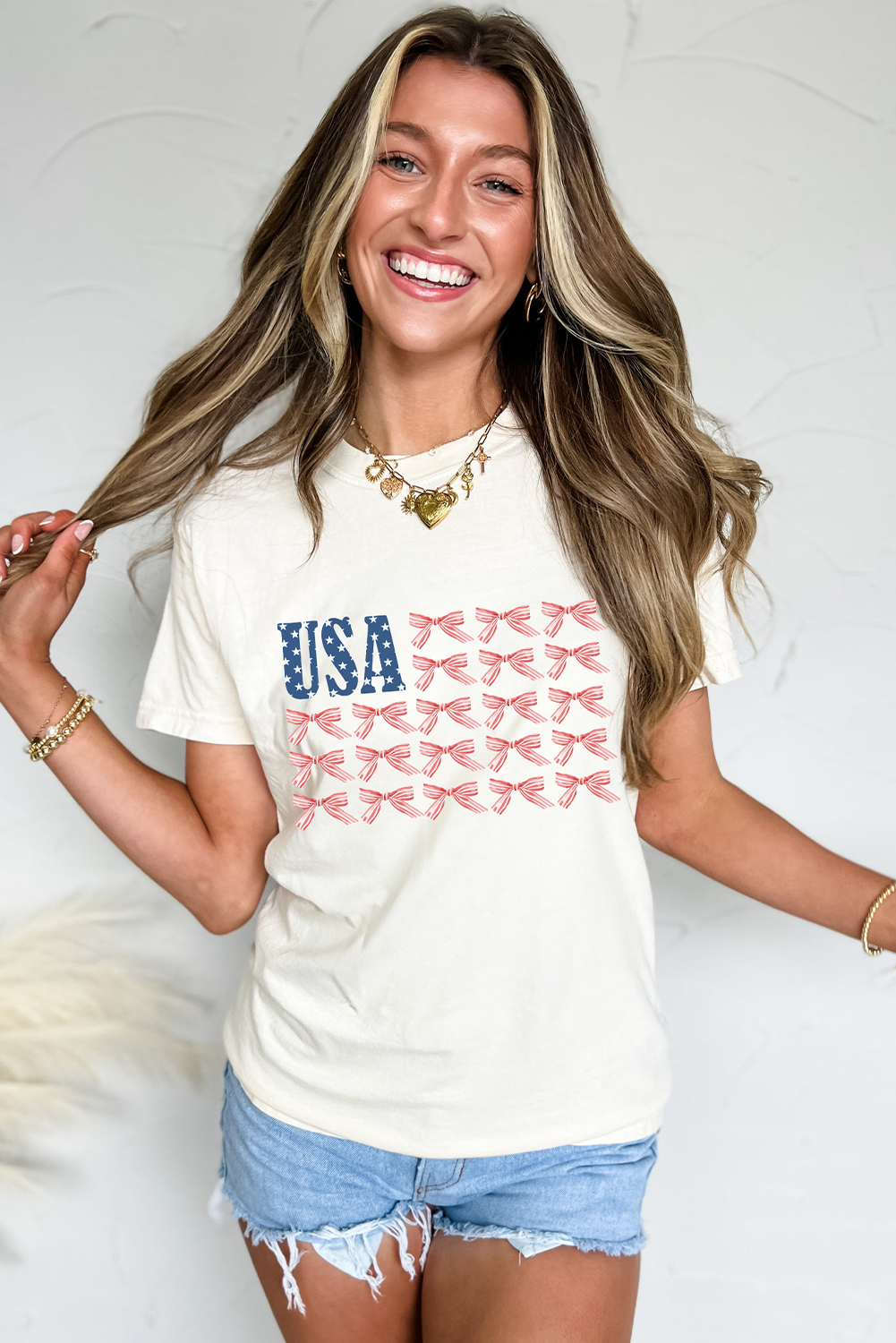 USA Bow Flag Graphic Tee Flag Day Independence