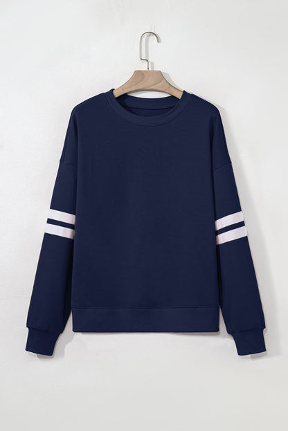 Varsity Stripe Drop Shoulder Oversized Women’s Sweatshirt