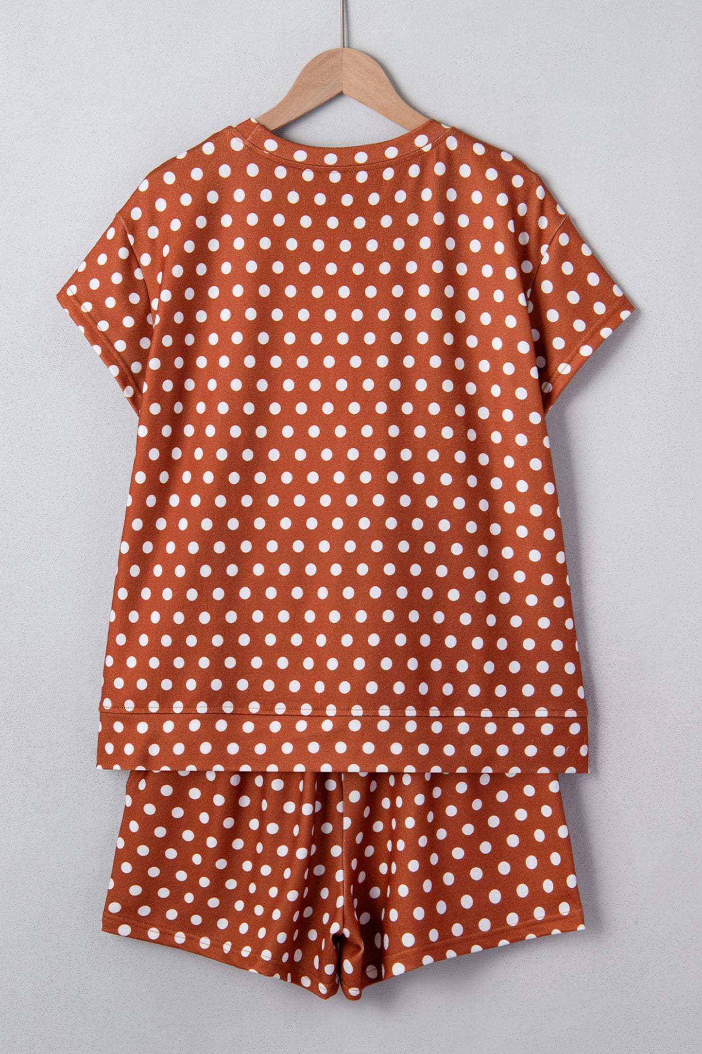 Polka Dot Lounge Short Set Casual Two Piece Outfit