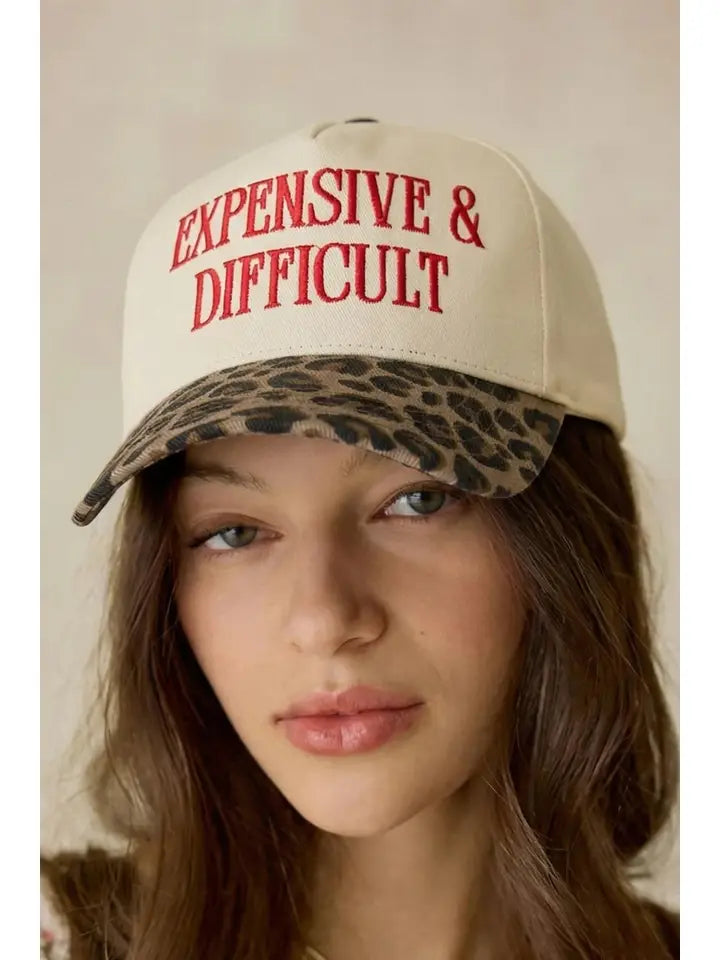 Red Dahlia Leopard Contrast Brim Baseball Cap Adjustable Hat