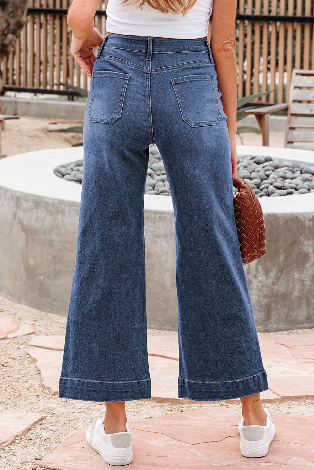 Breen Cropped High Rise Wide Leg Denim Pants