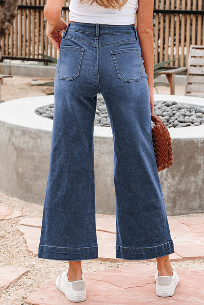Breen Cropped High Rise Wide Leg Denim Pants