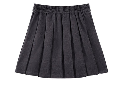 Girls Grey Pleated Skirt with Bow Detail School Uniform Style