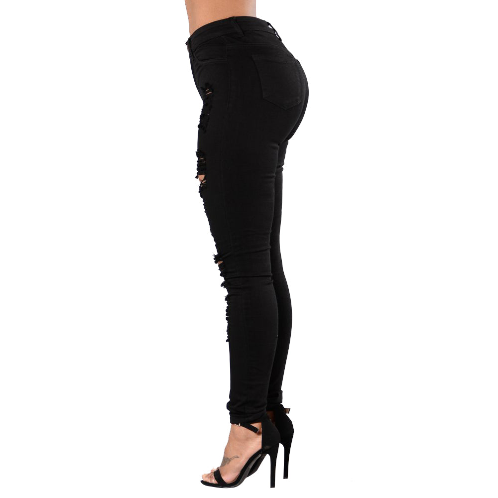 Knee Breaking Jeans Women Slim Multi-color Calf Pants Women Trousers Plus Size