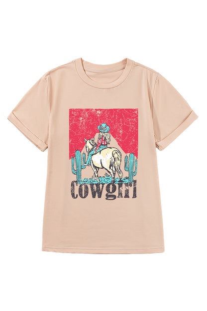 Cowgirl Western Graphic Tee Vintage Rodeo Print T Shirt