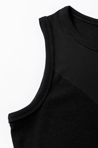 Black Sheer Mesh Sleeveless Bodysuit Boutique Style