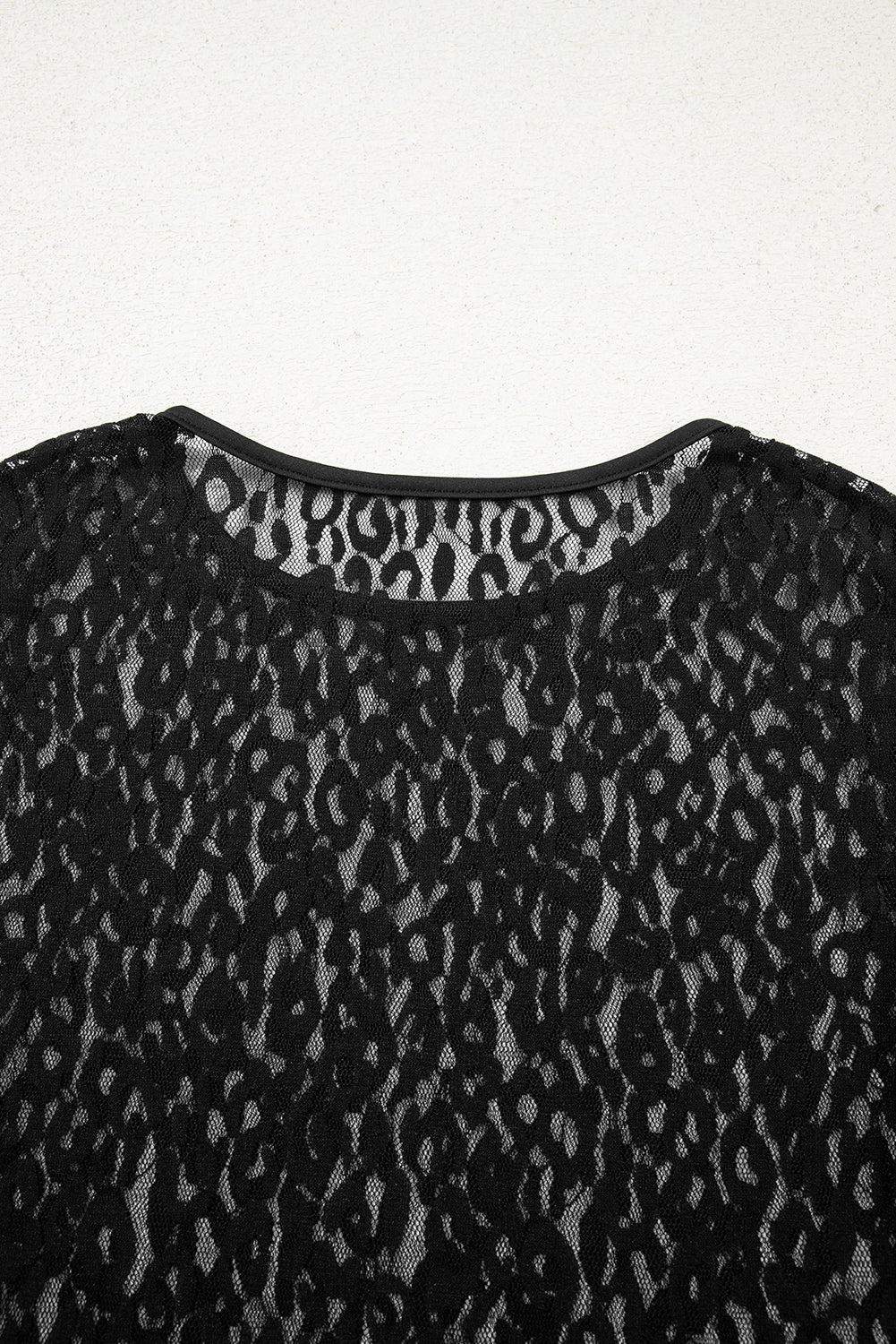Leopard Mesh Long Sleeve Top Sheer Sexy Shirt Women