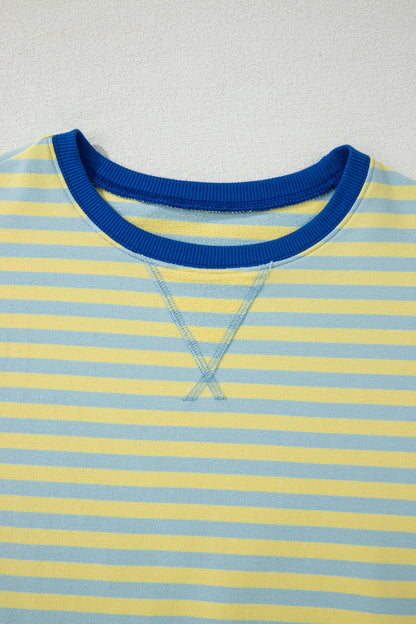 Striped Two Piece Lounge Set Womens Tee and Shorts