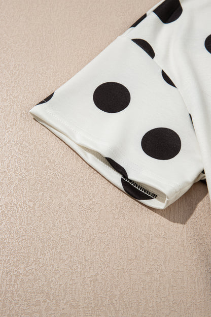 Polka Dot Lounge Set Tee and Drawstring Shorts Set
