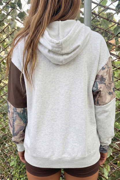 Camo Colorblock Hoodie Western Drawstring Pullover