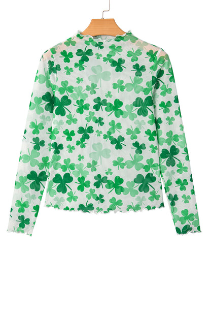 St. Patrick's Day Shamrock Mesh Lettuce Trim Top