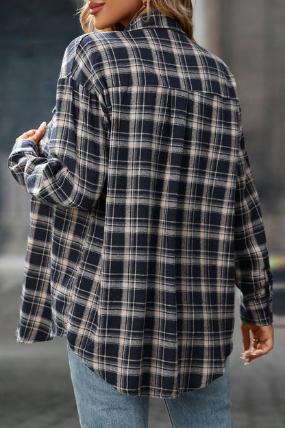 Plaid Long Sleeve Button Down Shirt with Chest Pockets